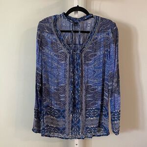Lucky Brand Blue V-Neck Blouse